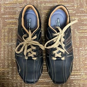 Men’s Sketchers diameter vassell casual laced up black leather sneakers